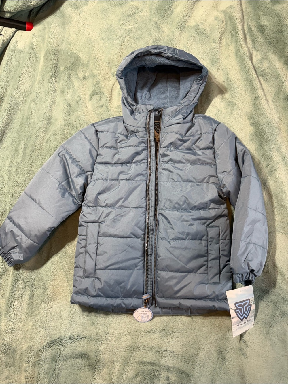 Children's Hooded Puffer Jacket - Light Blue